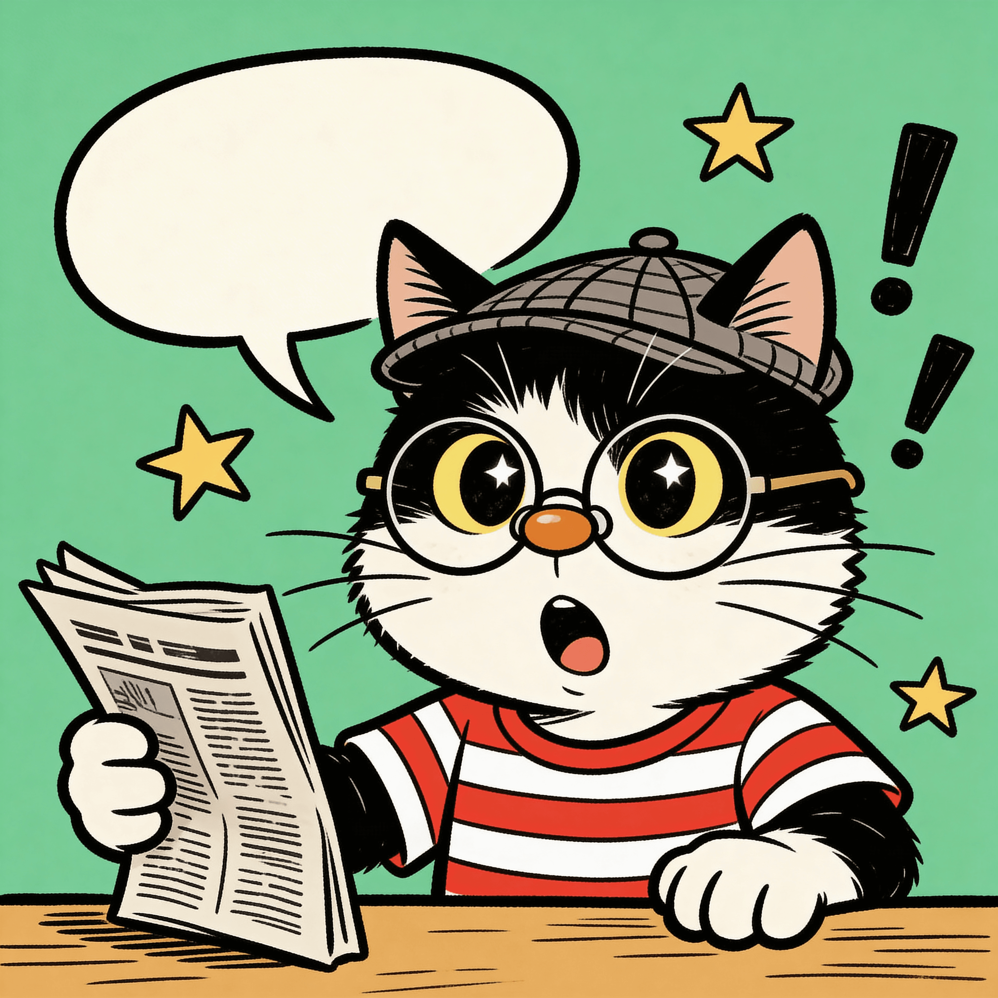 Cartoon style portrait of a cat