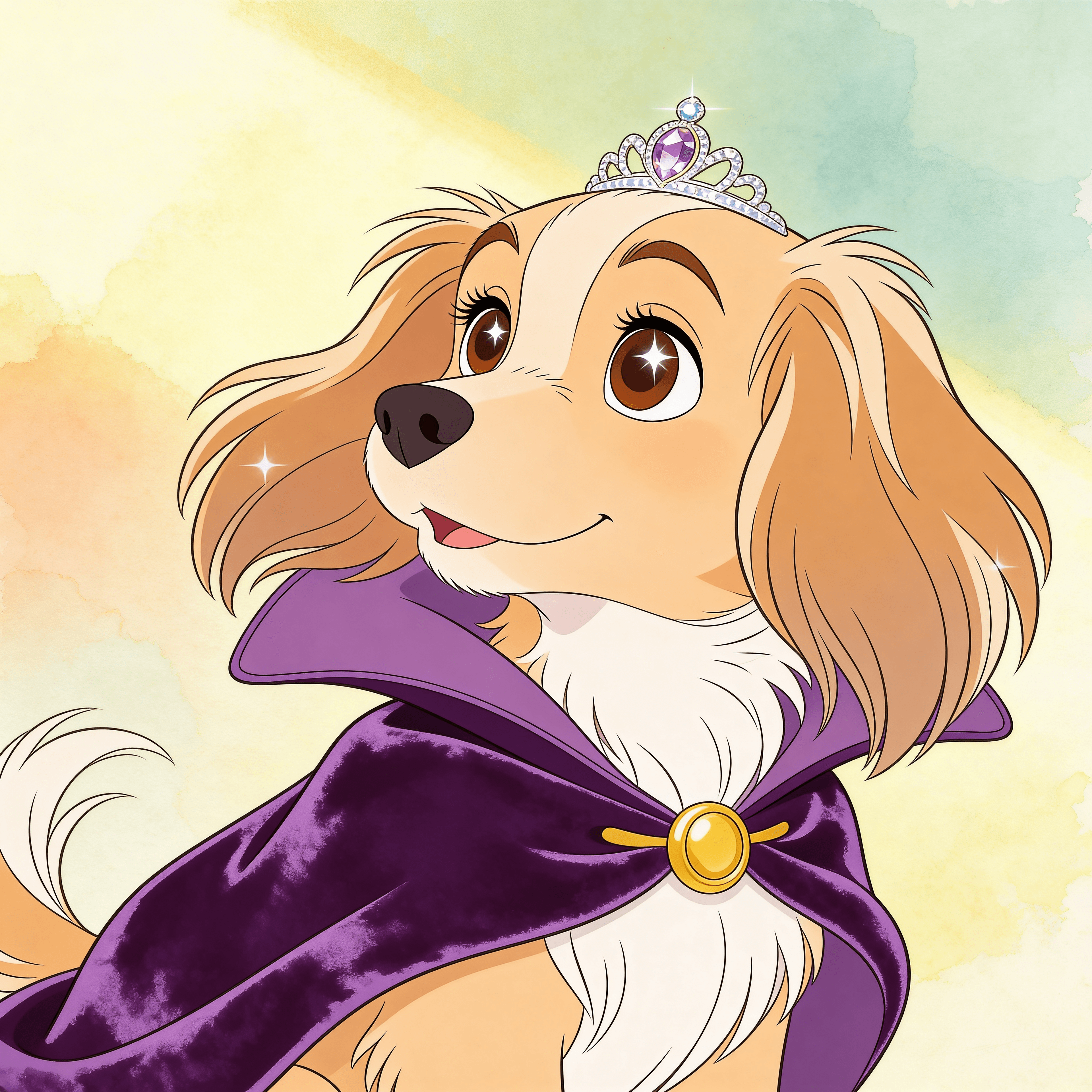 Cartoon style portrait of a dog