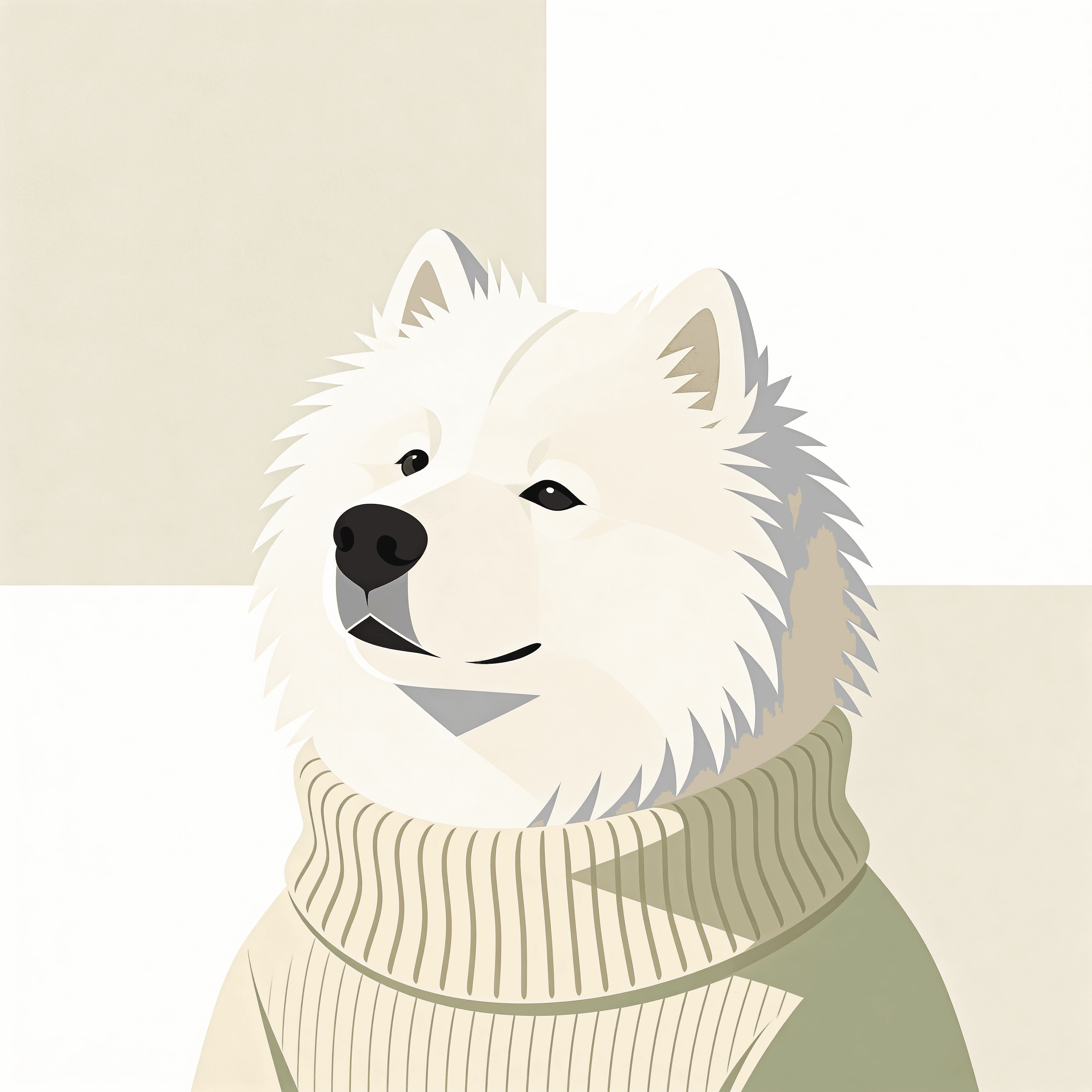 Minimalist style portrait of a dog