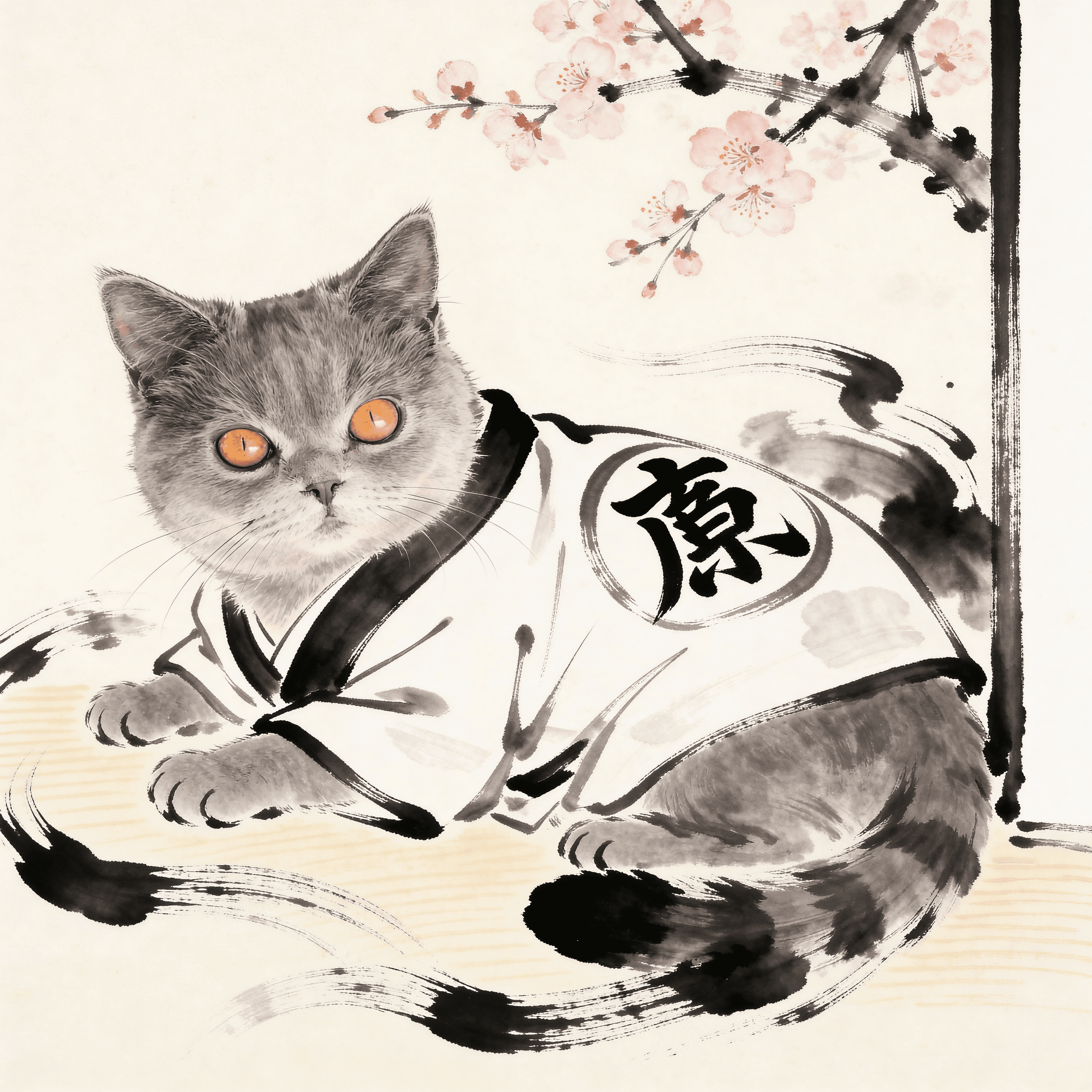 Minimalist style portrait of a cat