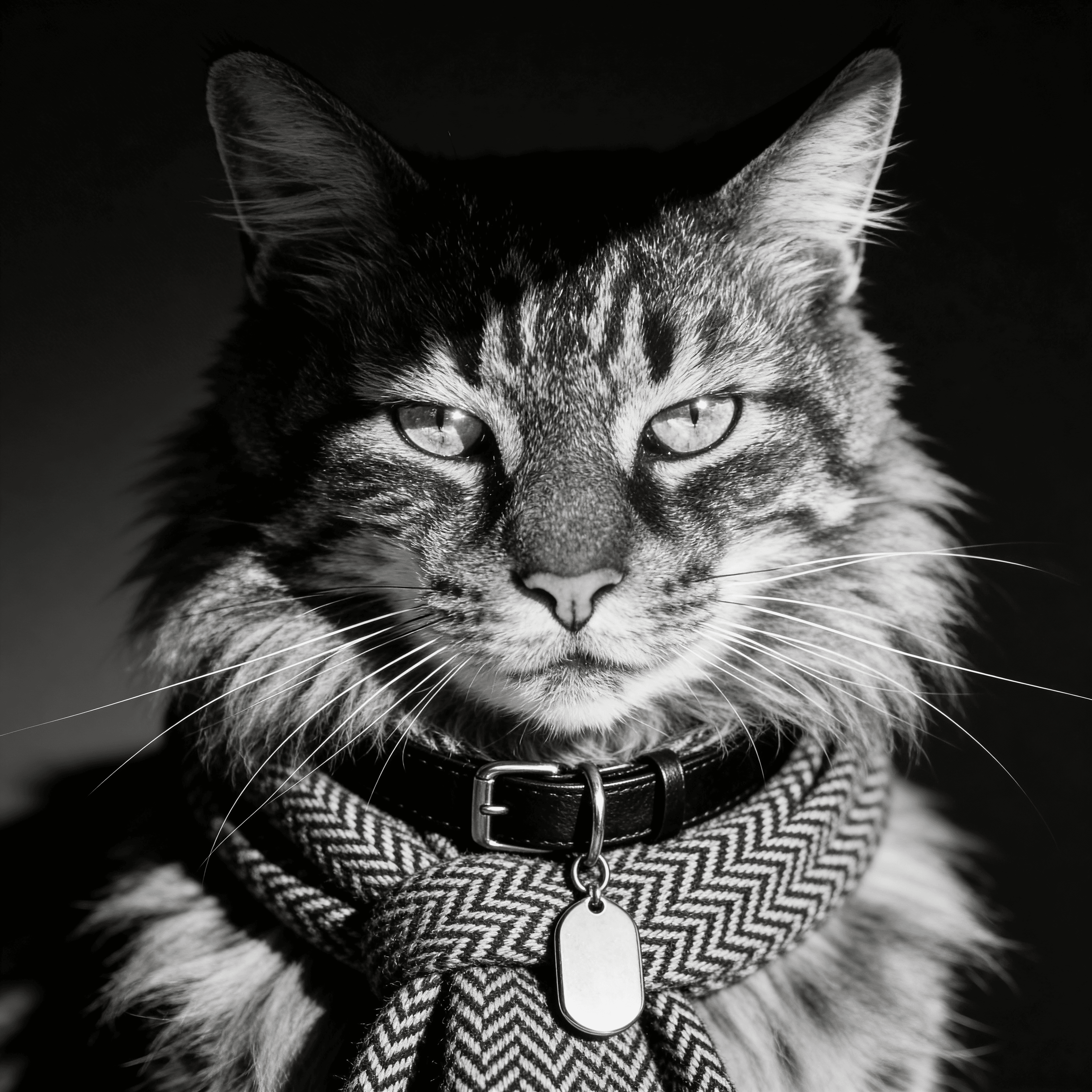 Minimalist style portrait of a cat