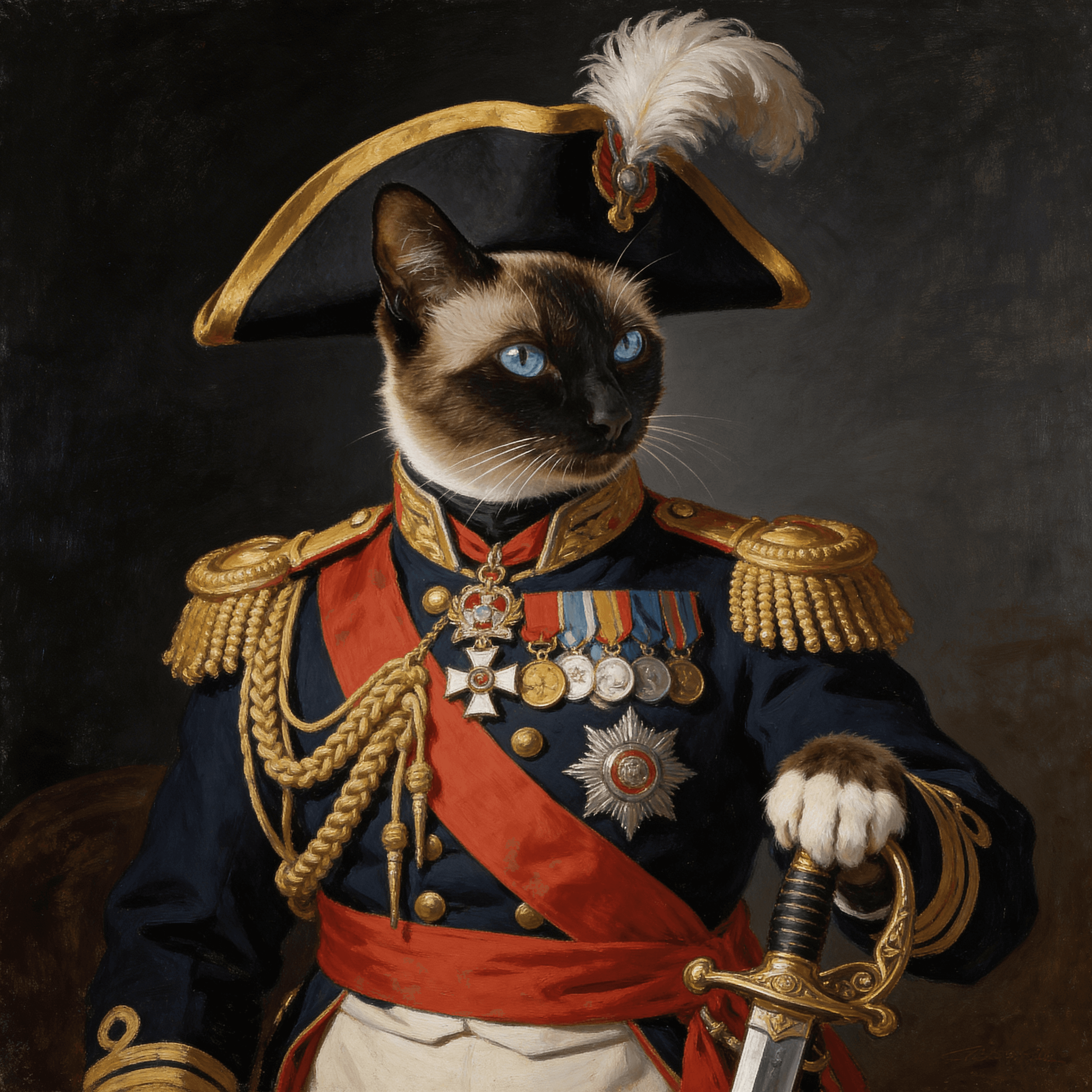 Royal Portrait style portrait of a cat