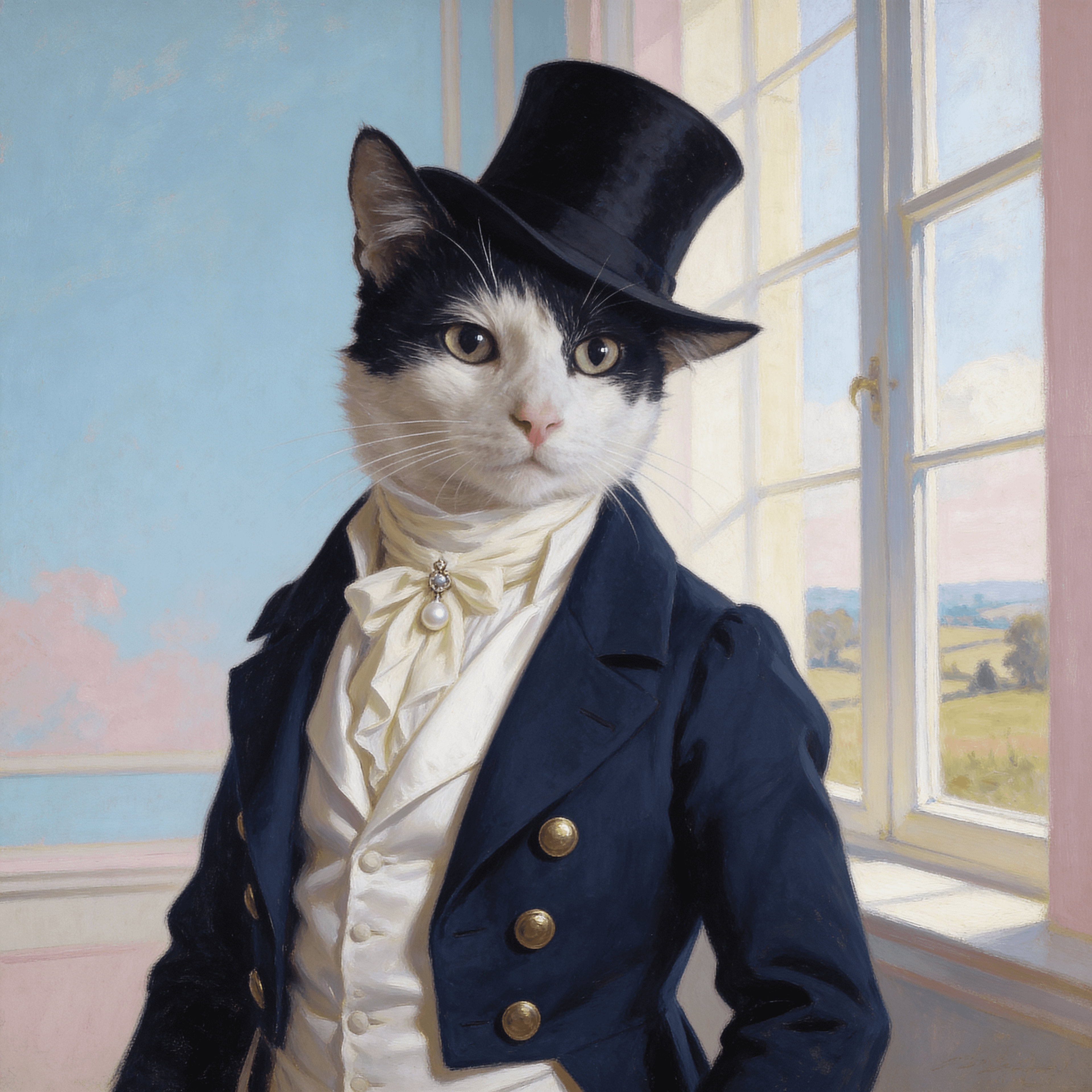 Royal Portrait style portrait of a cat